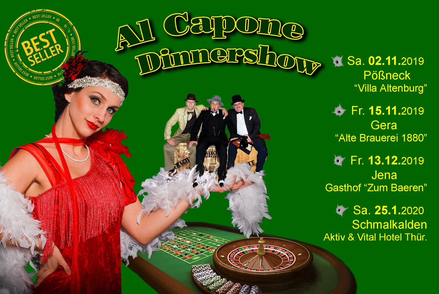 Al Capone Dinnershow mit Comedy, Catering und Casino